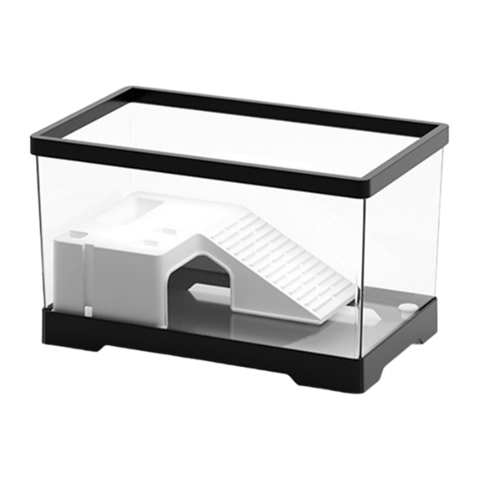 yotijay Turtle Tank Accessories Box Climbing Resting Feeding Box Tortoises Case Tortoise Medium Black